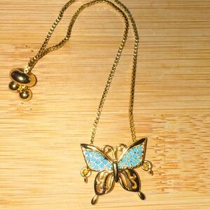 Gold and Blue Butterfly Bracelet